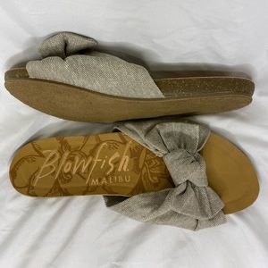 Blowfish Tan/White Striped Sandals with Bow